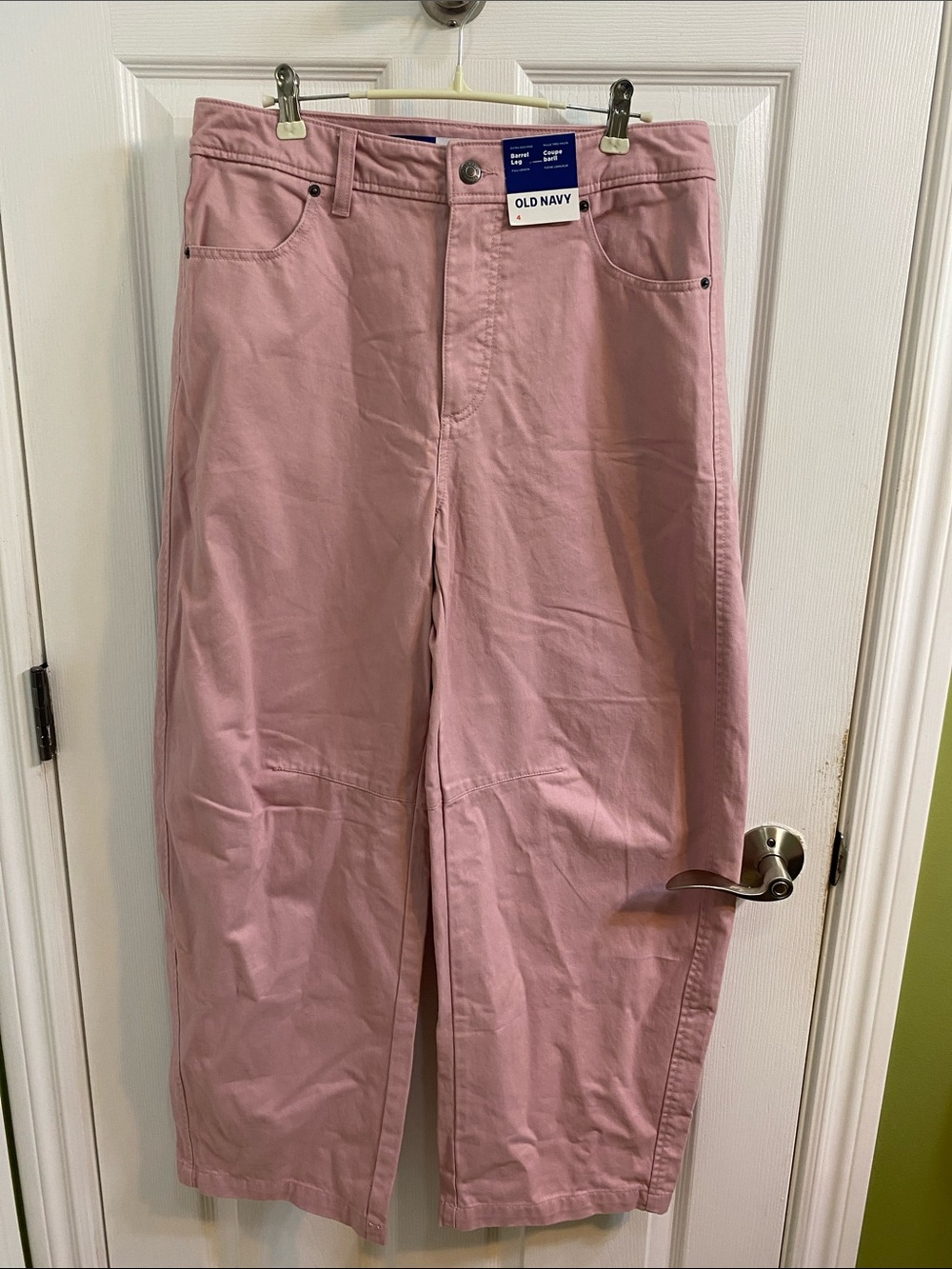Old Navy Pink Barrel Leg Extra High Rise Full Length Jeans Women’s Size 4 6 NWT
